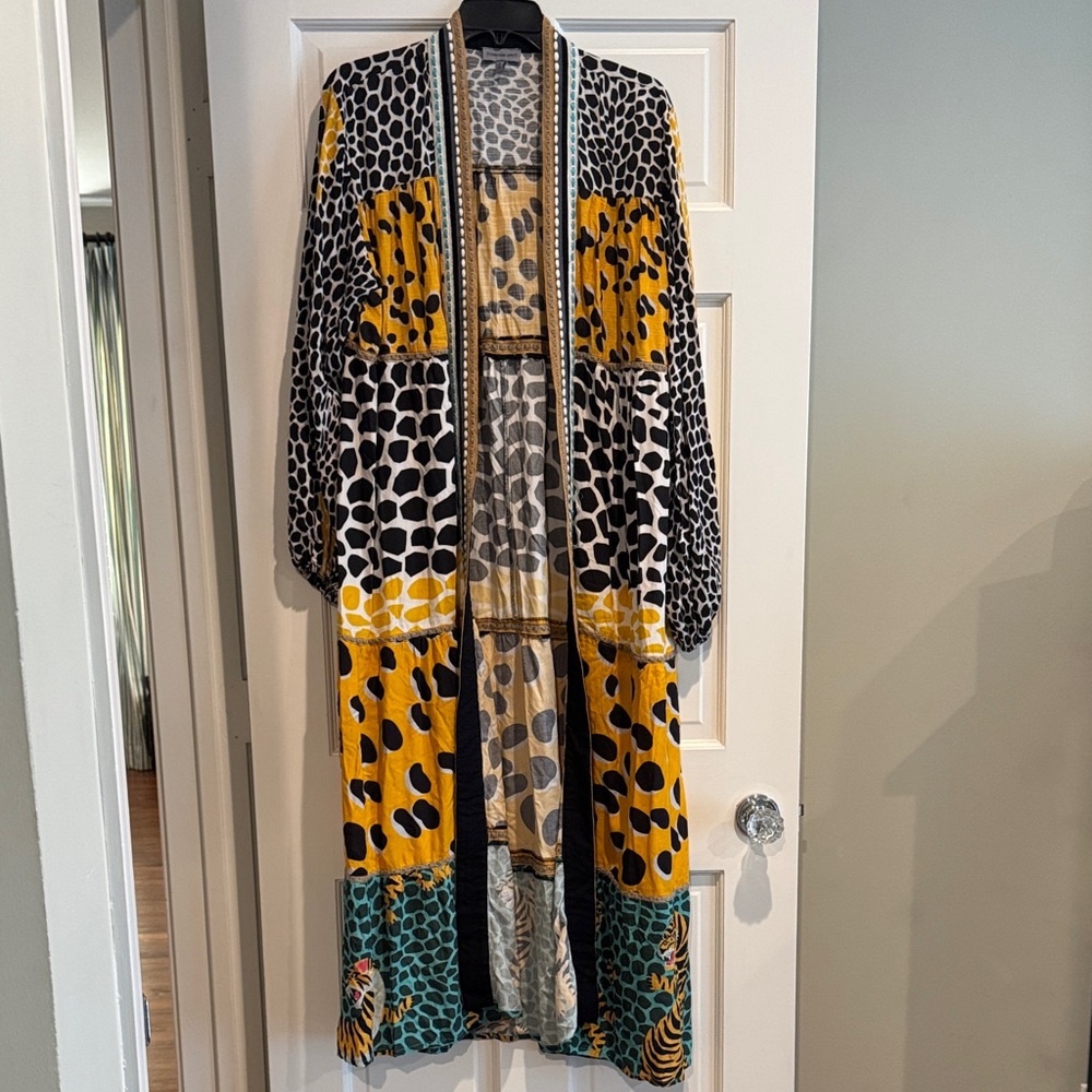 Anthropologie Colorful Tiered Long Cardigan/Kimono